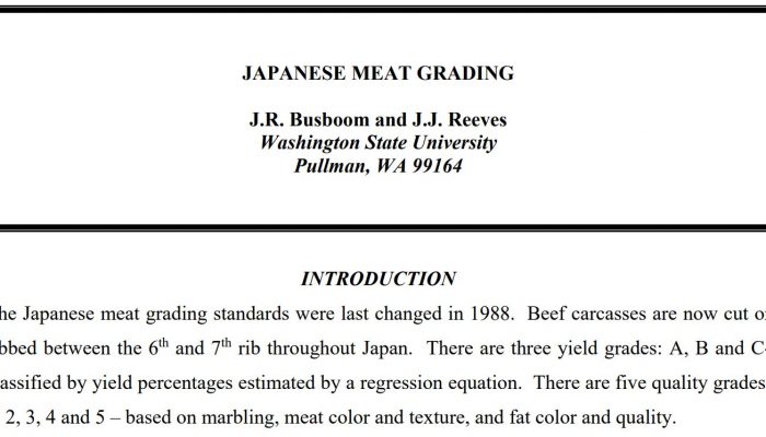 WSU Paper On The Japanese Meat Grading System
